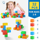 Magnetic Blocks,1.42 inch 32pcs Large Magnetic Building Block for Toddlers 3 4 5 6 7 8 Year Old Boys Girls Color Magnet Cubes Learning Toys for Kids 1-3 Sensory Toys Age 4-8 Gift by TinyTreasures Baby Boutique