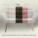 48”Small Loveseat Sofa, Modern Linen Upholstered Mini Couch 2-Seater Fluffy Love Seat with Quilting Backs and Wood Legs for Small Space Living Room, Bedroom, Beige by CozyNest Decor