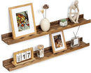 Fun Memories Picture Ledge Shelf for Wall, 36 inch Pine Wood Nursery Book Shelves Set of 2- Wall Book Shelves for Kids Room, Home Decor - Kitchen Spice-Carbonized by TinyTreasures Baby Boutique