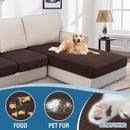 H.VERSAILTEX Velvet Stretch Sectional Couch Covers - 3 Piece L Shape Separate Cushion Set for Large 2 Seater + 1 Chaise, Brown Striped by CozyNest Decor