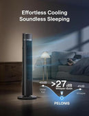PELONIS 40 inch Bladeless Tower Fan for Bedroom, Standing Fan with Remote Control, 26ft/s, 90° Oscillation, 3 Speed Settings, 27 Db, 3 Modes, 15-Hour Timer, LED Display, Fan that Blows Cold Air, Grey by CozyNest Decor