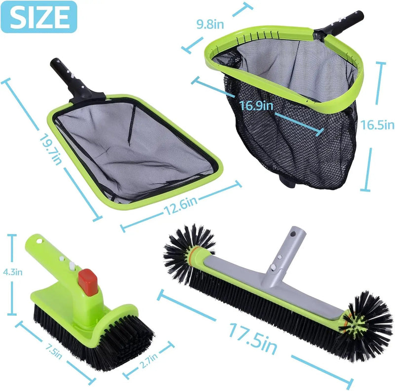 Sepetrel Deluxe Swimming Pool Cleaning Kit Including Professional Leaf Skimmer Net,Half-Depth Fine Mesh Net,17.5" Pool Brush Head & Hand Scrub Brush(NO Pole), photo 6 of 6