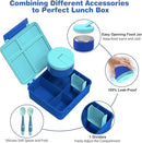 Bento Lunch Box with 8oz Soup Thermo, Kids Leakproof Lunch Food Containers with 4 Compartment, Kids Thermo Insulated Hot Food Jar for School, Trvael（Blue by TinyTreasures Baby Boutique