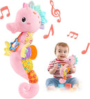 LIGHTDESIRE Baby Toys Musical Seahorse,Infant Stuffed Animal Toys with Crinkle and Rattles,Soft Sensory Toys with Textures for Tummy Time Newborn Boys Girls 0 3 6 12 Months(Pink) by TinyTreasures Baby Boutique