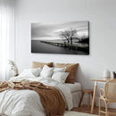 DZL Art S74998 Gray Canvas Prints Modern Minimalist Black and White Lake Trees Landscape Wall Art Painting for Living Room Bedroom Decor Office Wall Decor Home Decoration by CozyNest Decor