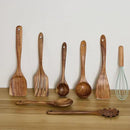 Wooden Kitchen Utensils Set, Teak Wood Cooking Spoons for Non-Stick Pans, 8 Pieces by CozyNest Decor