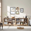 Farmhouse 6 Cube Bookshelf, Storage Organizer Bookcase, Kids Toy Storage Cabinet, Long Bookshelves Storage Organizer Shelf, Wood Display Cabinet Book Shelves for Bedroom,Living Room,Natural Oak by CozyNest Decor