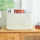 Storage Basket - Woven Cotton Rope Baskets for Organizing, Decorating Shelves, Books, Towels, Toys - 3 Pack - White by TinyTreasures Baby Boutique