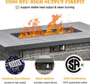 LayinSun 44" Propane Gas Fire Pit Table, 55000 BTU Rectangular Fire Pit with Glass Wind Guard for Outside Patio Deck Garden Backyard Gray-Aluminum Top by GreenHaven Gardens
