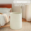 Large Woven Laundry Basket Hamper,60L Cotton Rope Storage Bin for Blankets,Toys and Clothes,Decorative Tall Nursery Hamper for Living Room,Baby Nursery,Bathroom and Bedroom,White by CozyNest Decor