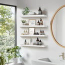 Floating Wall Shelves 4-Pack - Rustic White 16-inch Wooden Wall Shelves for Storage and Décor, Multi-Functional and Easy to Install for Living Room, Bedroom, and Kitchen by CozyNest Decor