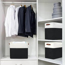 Large Fabric Storage Baskets | 50L Storage Bins, Decorative Linen Closet Baskets with Handles for Organizing, Shelf, Toys, Clothes, Home, Office, Nursery, 17x12x15Inches (Black&White) by CozyNest Decor
