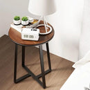 Round End Tables, Small Side Table Walnut Color MDF Top, Metal Frame Black, Tall End Table for Bed Room, Coffee Tea End Table for Living Room(Walnut+Black) by CozyNest Decor