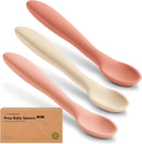 KeaBabies Silicone Baby Spoons, Self Feeding 6-12 months - 3-Pack Baby Weaning Eating Utensils, Toddler First Food Training Spoon, Infant, Kids Feeding Supplies Essential Set,Dishwasher-safe (Roseate) by TinyTreasures Baby Boutique