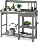 Psilvam Outdoor Potting Bench with Sink for All-Weather Gardens, HDPE Potting Benches for Outside, Planting Table for Garden, Patio and Lawn (Grey) by GreenHaven Gardens