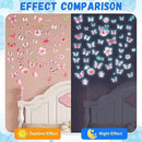 Glow in The Dark Butterfly Flower Wall Decals Glowing Luminous Butterflies Removable Self-Adhesive Wall Stickers for Girls Bedroom Nursery Living Room Decor 4 Sheets (Butterfly 2) by CozyNest Decor