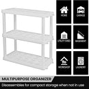 Oskar Storage Shelves - Bathroom Wall Organizer, Kids Room Toys Book Shelf, No Drill Heavy Duty, Kitchen Closet Garage Outdoor 3 Tier Stackable Plastic Shelving Unit by TinyTreasures Baby Boutique