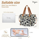 Diaper Bag Tote, Large Baby Diaper Bags for Travel, Hospital Bag for Labor Delivery with Pacifier Case, Changing Pad, Shoulder Strap, Cow Print by TinyTreasures Baby Boutique
