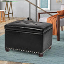 Joveco Leather Storage Ottoman, 24" Rectangle Tufted Foot Rest Stool, for Living Room Bedroom, Midnight Black by CozyNest Decor