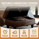 Ottoman Rectangular Storage Ottoman Bench, Flannel Footrest Stool Footstool with Lid for Living Room, Bedroom, Entryway, Chocolate, 28.5"x19"x17.5" by CozyNest Decor
