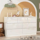 White Malm Dresser for Bedroom, 55 Inch Full High Gloss Dresser with 7 Drawers, Modern Large Wood Chest of Drawer Handle Free, Living Room, Entryway, Hallway, White by CozyNest Decor