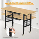 60" Adjustable Workbench,Heavy-Duty Work Table,3000 LBS Load Capacity Particleboard Hardwood Workstation Outlets with Power Strips, Drawers and Wheels,for Workshop, Garage by GreenHaven Gardens