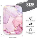 Serving Trays with Handles, 14.5 x 9.8 inch Rectangular Plastic Tray for Restaurant, Kitchen, Painting of Pink and Gold Marble by CozyNest Decor