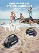 TPone Portable Bluetooth Speaker, 30W Peak, 12H Playtime, IPX5 Waterproof with Light, TWS Pairing, Wireless Speaker for Home/Party/Outdoor/Beach, Birthday Gift (Black) by TinyTreasures Baby Boutique