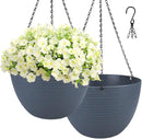summer flower 2 Pack 9.9 Inch Self Watering Hanging, Deep Planters Hanging Pots for Indoor Outdoor Plants Hanging Baskets Hanging Plant Holder Plant Hanger for Flower Garden Porch Ceiling (Dark Gray) by GreenHaven Gardens