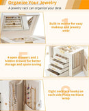 AKOZLIN 5-Tier Jewelry Box Leather Jewelry Storage Organizer with 4 Drawers Lockable for Women Girls Ring Necklace Earring Bracelet Watches Holder with Mirror White by TinyTreasures Baby Boutique