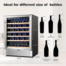 Tylza 24 Inch Wine Cooler Refrigerator, 51 Bottle Built-in or Freestanding, 24'' Fridge with Stainless Steel & Double Layer Tempered Glass Door and Temperature Memory Function by CozyNest Decor