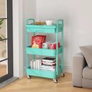 Calmootey 3-Tier Rolling Utility Cart with Drawer,Multifunctional Storage Organizer with Plastic Shelf & Metal Wheel,Storage Cart for Kitchen,Bathroom,Living Room,Office,Green by CozyNest Decor