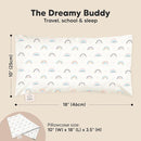 Toddler Pillow with Pillowcase - 10x18 My Little Dreamy Kids Travel Bed Pillows for Sleeping, Organic Cotton Small Pillowcase, Soft & Breathable, Machine Washable, 2-5 Years Old (Jolly Rainbow) by TinyTreasures Baby Boutique