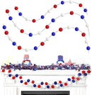 TBD Decor 3pk 4th of July Decorations Patriotic Red White Blue Pom Pom Garland 20FT 4cm Large Felt Ball Garland for Independence Day,Party Home Supplies Decorations by CozyNest Decor