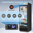 Tylza Commercial Refrigerator with Glass Door Display Beverage Fridge, 11.15 Cu Ft Upright Beverage Cooler Merchandiser with Replaceable Advertising Light Board, Rebound Door, Fast Cooling, Black by CozyNest Decor