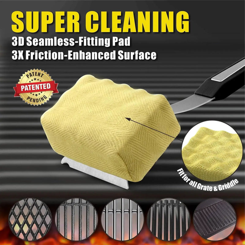 GRILLART Grill Brush Bristle Free. Upgraded BBQ Replaceable Cleaning Head, Seamless-Fitting Scraper Tools for Cast Iron/Stainless-Steel Grates Griddle, Safe Barbecue Grill Cleaner-Black, photo 3 of 6