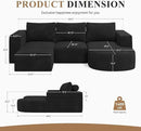 Modular Sectional Sofa with L-Shape Chaise,Cloud Sectional Modern Sleeper Couch with Deep Seat,Sponge Compression Sofas No Assembly Required (Black-Corduroy Fabric) 1pcs by CozyNest Decor