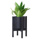 D'vine Dev Planter Pot with Stand - 8 Inch Plastic Cylinder Flower Pot with Wood Planter Holder for Indoor, Matte Black Pot + Ebony Stand, 55-C-K-2 by GreenHaven Gardens