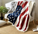 UKELER US Flag Patriotic Sherpa Throw Blanket 50''×60'', American National Flag Fleece Blanket for Bed/Couch/Sofa/Office/Camping, USA Military Veteran July 4th Gift by CozyNest Decor