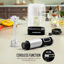 OVENTE Cordless Immersion Hand Blender, Rechargeable Handheld Portable Stick Mixer with 8 Mixing Speed Option, One-Touch Control and Stainless Steel Blades for Smoothies, Shakes or Soups, Black HR981B by TinyTreasures Baby Boutique