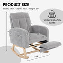 NIOIIKIT Nursery Rocking Chair, Corduroy Upholstered Rocking Chair with Adjustable Footrest, Tufted Rocker Chair with Side Pocket, Glider Rocker for Living Room, Bedroom (Gray Casual) by TinyTreasures Baby Boutique
