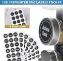 Black Countertop Revolving Spice Rack, Empty 20-Jars Rotating Spice Rack Organizer, Round Carousel Tower, 135 Spice Labels with Funnel Complete Set, for Kitchen Countertop, Cabinet by CozyNest Decor