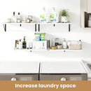Heimlove 24 Inches White Floating Shelves,8 Inches Deep Wall Bookshelf Mounted Display&Storage Wood Wall Shelves for Kitchen Bathroom Laundry Living Room,Set of 3
