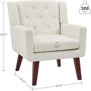 Living&Giving Accent Chair Button-Tufted Upholstered Living Room Chairs Comfy Reading Mid Century Modern with Linen Fabric Lounge Arm for Bedroom (Beige) 29.33D x 28.94W x 34.65H Inch by CozyNest Decor
