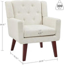 Accent Chair Button-Tufted Upholstered Living Room Chairs Comfy Reading Chair Mid Century Modern Chair with Linen Fabric Lounge Arm Chairs for Living Room Bedroom (Beige Set of 2) by CozyNest Decor