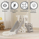 KORIMEFA 7 in 1 Toddler Slide, Kids Slide for Toddlers Baby 1-3 Years Old, Indoor and Outdoor with Basketball Hoop & Golf Set, Plastic Slides for Kids Easy Assembly, Grey by TinyTreasures Baby Boutique