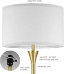 GLOBE Electric 61000150 60" Floor Lamp, Antique Brass Finish, Beige Fabric Shade, Mid-Century Modern Standing Lamp, E26 Base, Sustainable Design for Living Rooms and Bedrooms by CozyNest Decor