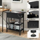 End Table with Charging Station, Flip Top Side Table with USB Ports and Outlets, 3-Tier Small Side Table with Storage for Small Space, End Tables for Living Room/Bedroom, Black by CozyNest Decor