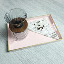 Spsyrine Pink Decorative Serving Tray with Handles, Elegant Plastic Coffee Table Tray for Ottoman, Living Room, Home Decor 15.6" X 10.2" by CozyNest Decor