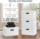 Medium 15" 21 Quart Collapsible Stackable Storage Bins with Lids, 3 Packs White Foldable Fabric Closet Boxes Heavy-duty Linen Cube Baskets Container for Bedroom Office (15 x 11 x 8) by CozyNest Decor